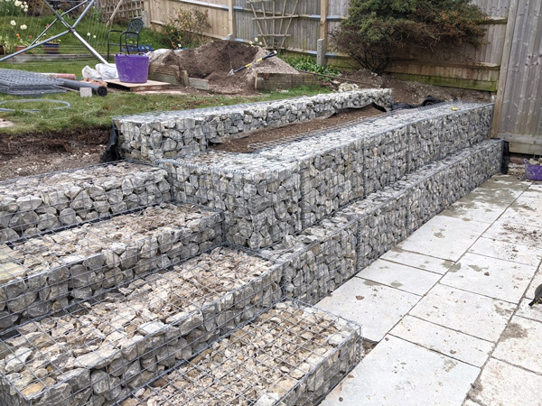 gabion framed patio