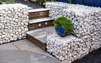 Contemporary gabion wall