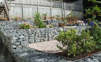 Rays terraced garden using gabions