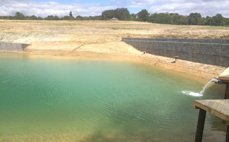 Lake and resevoir created using gabion baskets.